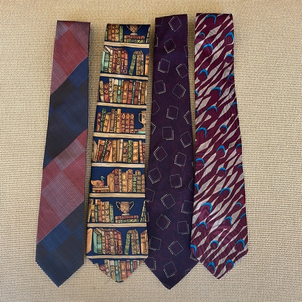 Vintage Print Mens Ties Bundle Set of 4